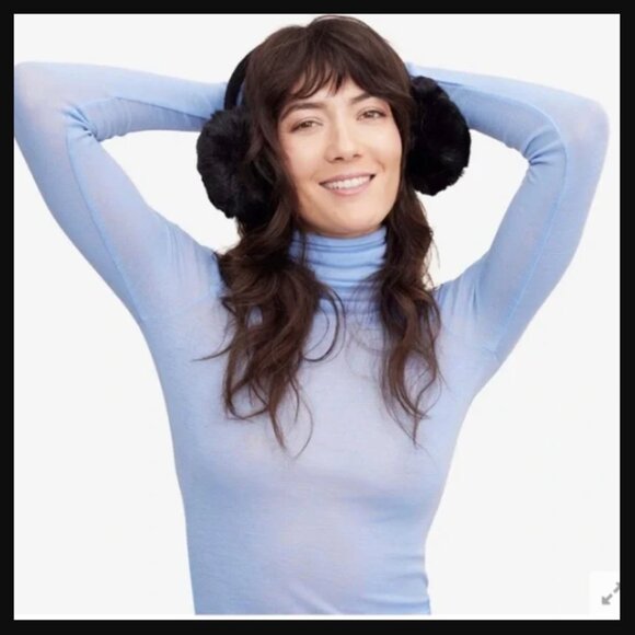 ❣️2/$36 NIP AEROSOLES Faux Fur Earmuffs O/S Adjustable Shade Black - Picture 1 of 6